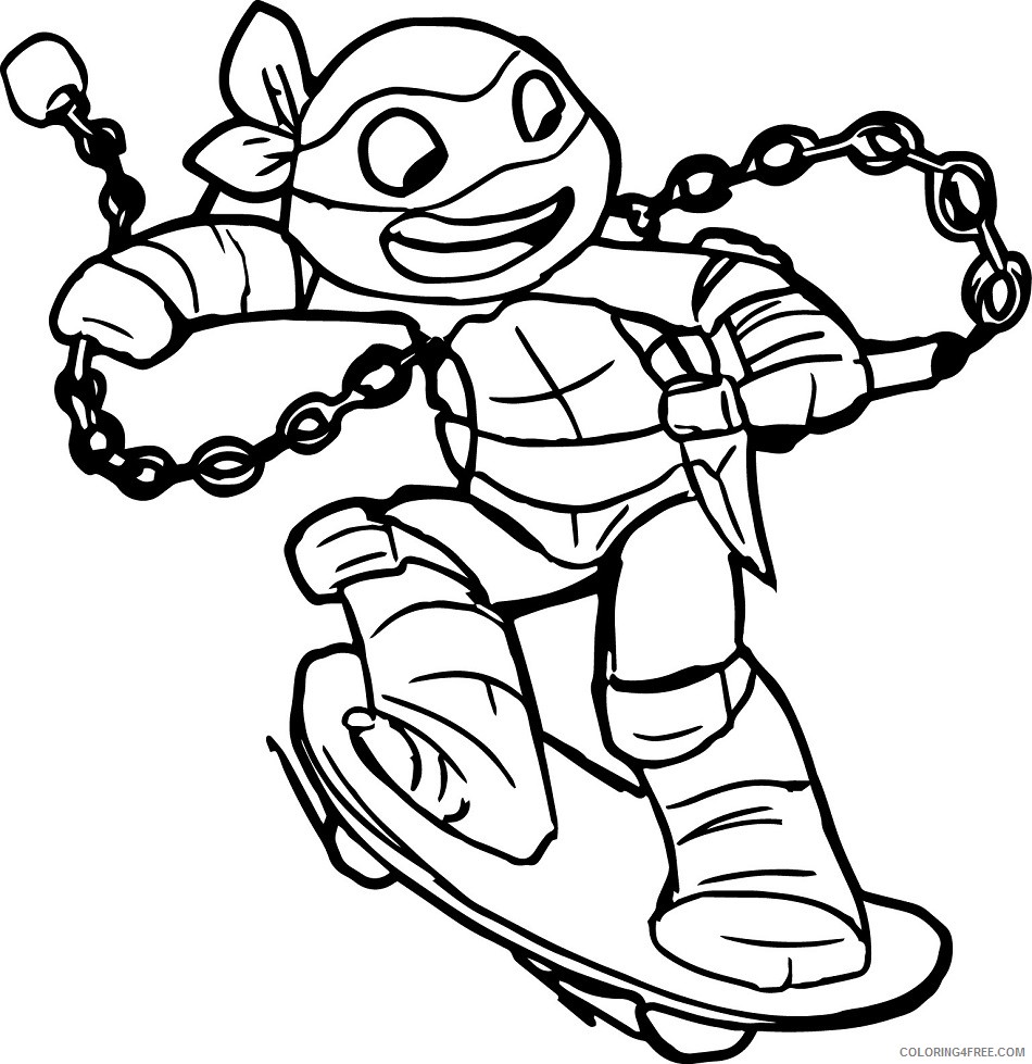 Teenage Mutant Ninja Turtles Coloring Pages Cartoons 1532140232_ninja turtle skateboarding a4 Printable 2020 6190 Coloring4free