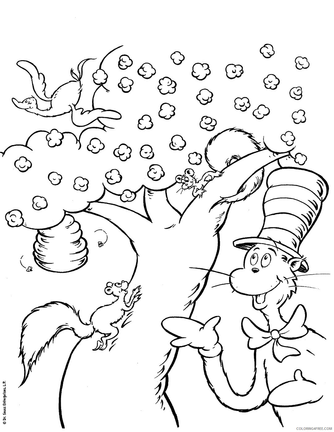 The Cat in the Hat Coloring Pages Cartoons cat_hat_cl_04 Printable 2020 6376 Coloring4free