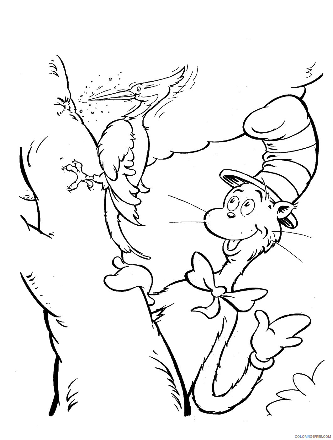 The Cat in the Hat Coloring Pages Cartoons cat_hat_cl_23 Printable 2020 6386 Coloring4free