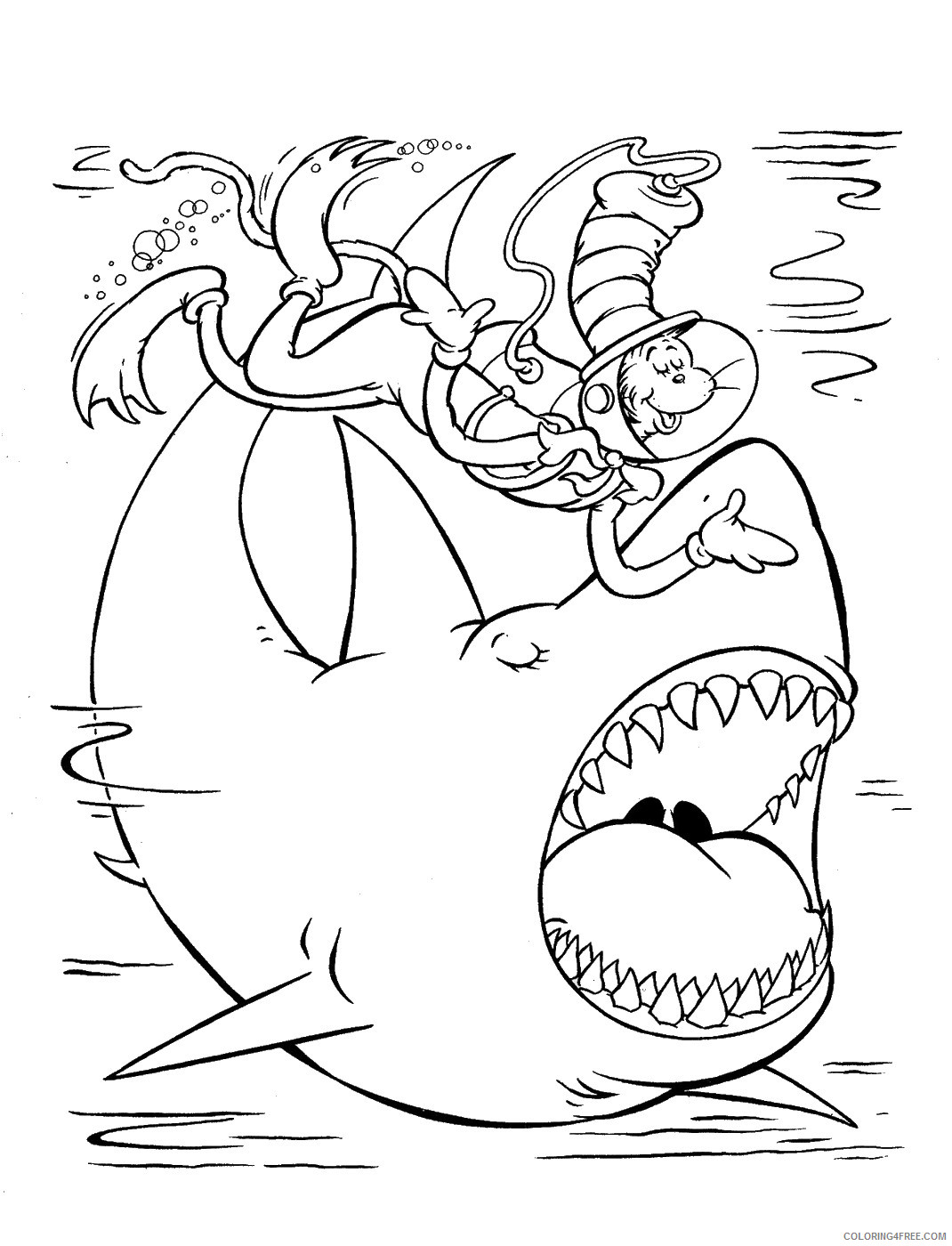 The Cat In The Hat Coloring Pages Cartoons Cat Hat Cl 25 Printable 2020 6388 Coloring4free Coloring4free Com