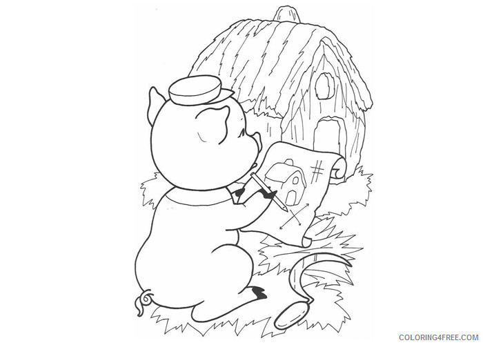 Three Little Pigs Coloring Pages Cartoons The three little pigs house plan Printable 2020 6568 Coloring4free