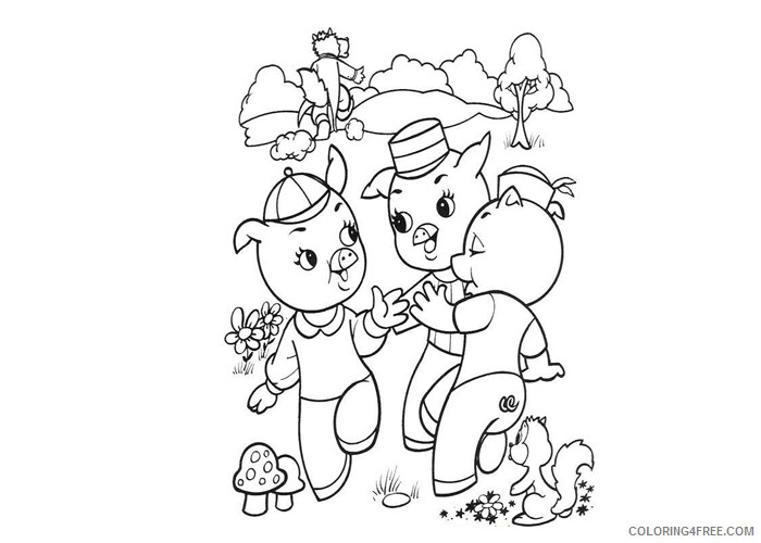 Three Little Pigs Coloring Pages Cartoons Three little pigs story Printable 2020 6584 Coloring4free
