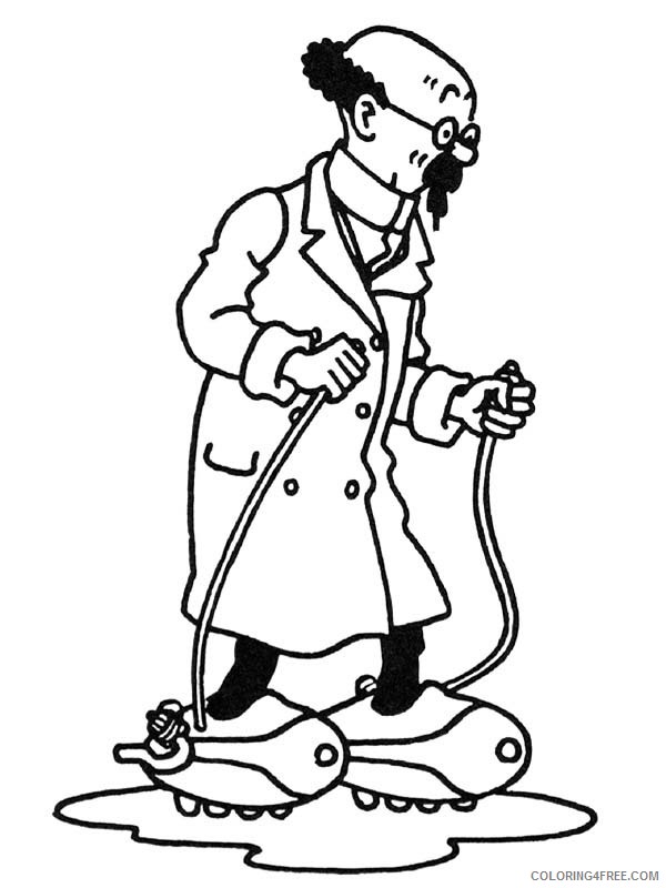 Tintin Coloring Pages Cartoons Professor Calculus Testing His Invention in the Adventures of Tintin Printable 2020 6691 Coloring4free