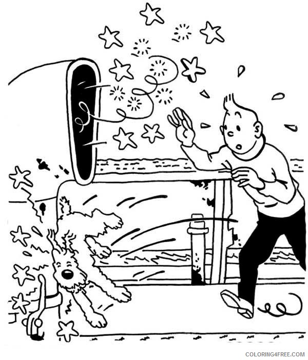 Tintin Coloring Pages Cartoons Snowy Hit Vessel Chimney in the Adventures of Tintin Printable 2020 6693 Coloring4free