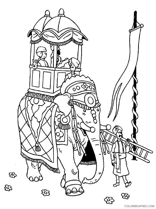 Tintin Coloring Pages Cartoons Tintin Ride an Elephant in the Adventures of Tintin Printable 2020 6721 Coloring4free