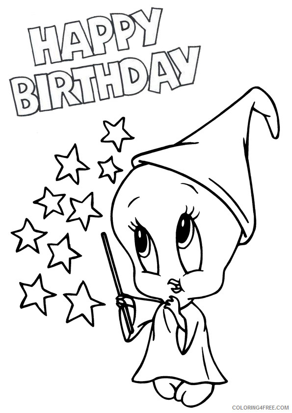 Tweety Bird Coloring Pages Cartoons 1527061590_the tweety birthday a4 Printable 2020 6737 Coloring4free