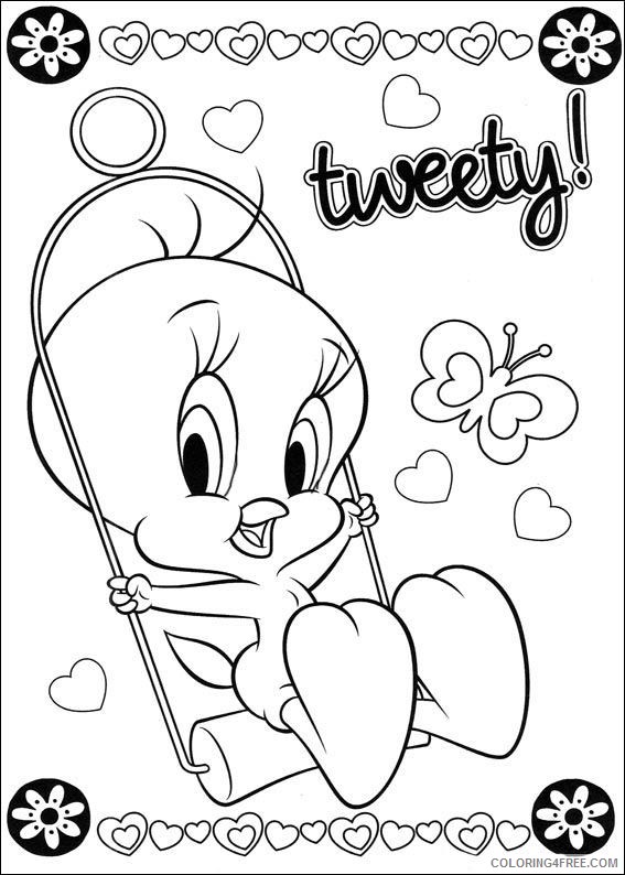 Tweety Bird Coloring Pages Cartoons 1533093612_tweety swinging a4 Printable 2020 6739 Coloring4free