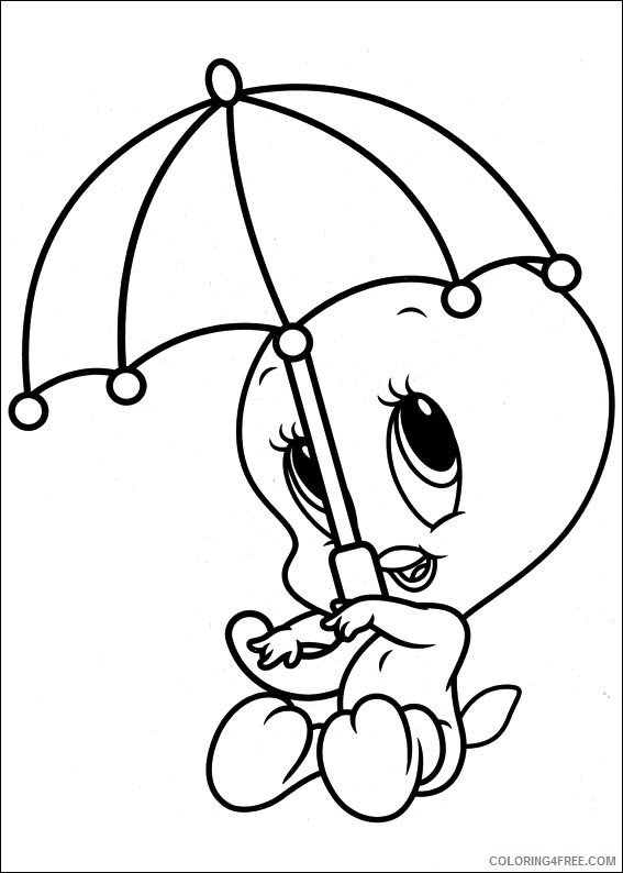Tweety Bird Coloring Pages Cartoons 1533694394_tweety holding umbrella a4 Printable 2020 6742 Coloring4free
