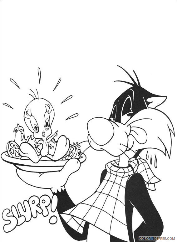 Tweety Bird Coloring Pages Cartoons Tweety Bird and Sylvester Printable 2020 6772 Coloring4free