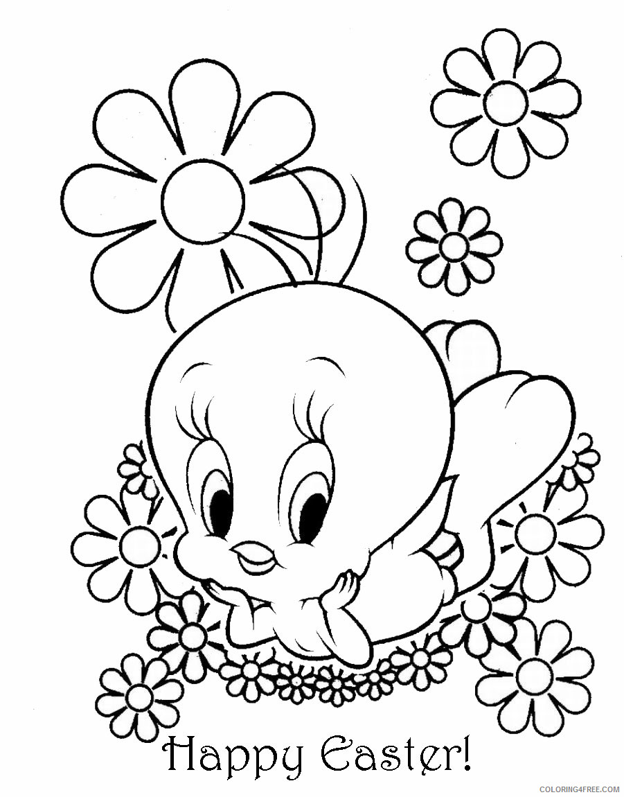 Tweety Bird Coloring Pages Cartoons Tweety Happy Easter Printable 2020 6803 Coloring4free