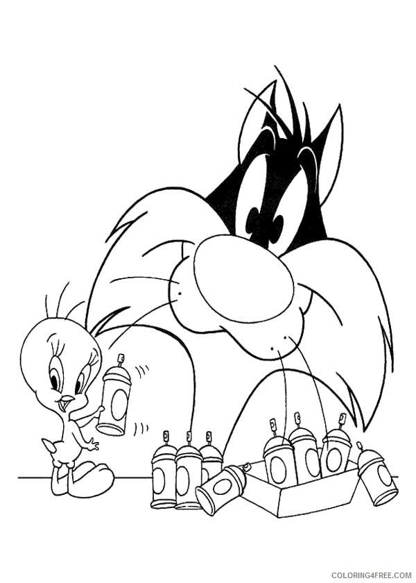 Tweety Bird Coloring Pages Cartoons Tweety and Sylvester Printable 2020 6769 Coloring4free