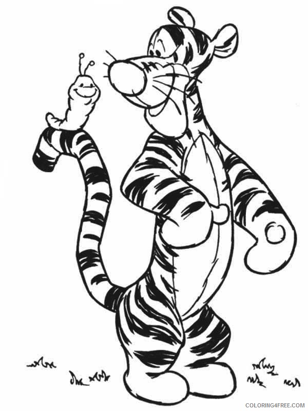 Winnie the Pooh Coloring Pages Cartoons Caterpillar Standing on Tigger Tail Printable 2020 6938 Coloring4free
