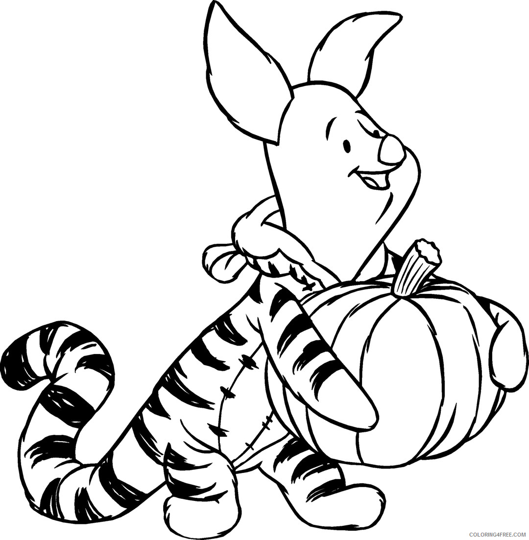 Winnie the Pooh Coloring Pages Cartoons Piglet in Tigger Costume Halloween Printable 2020 6973 Coloring4free
