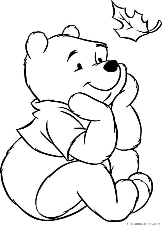 Winnie the Pooh Coloring Pages Cartoons Pooh Bear Fall Leaf Printable 2020 6994 Coloring4free