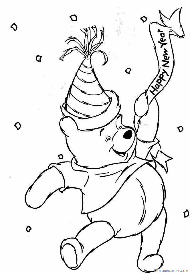 Winnie the Pooh Coloring Pages Cartoons Pooh Bear Happy New Year Printable 2020 6995 Coloring4free