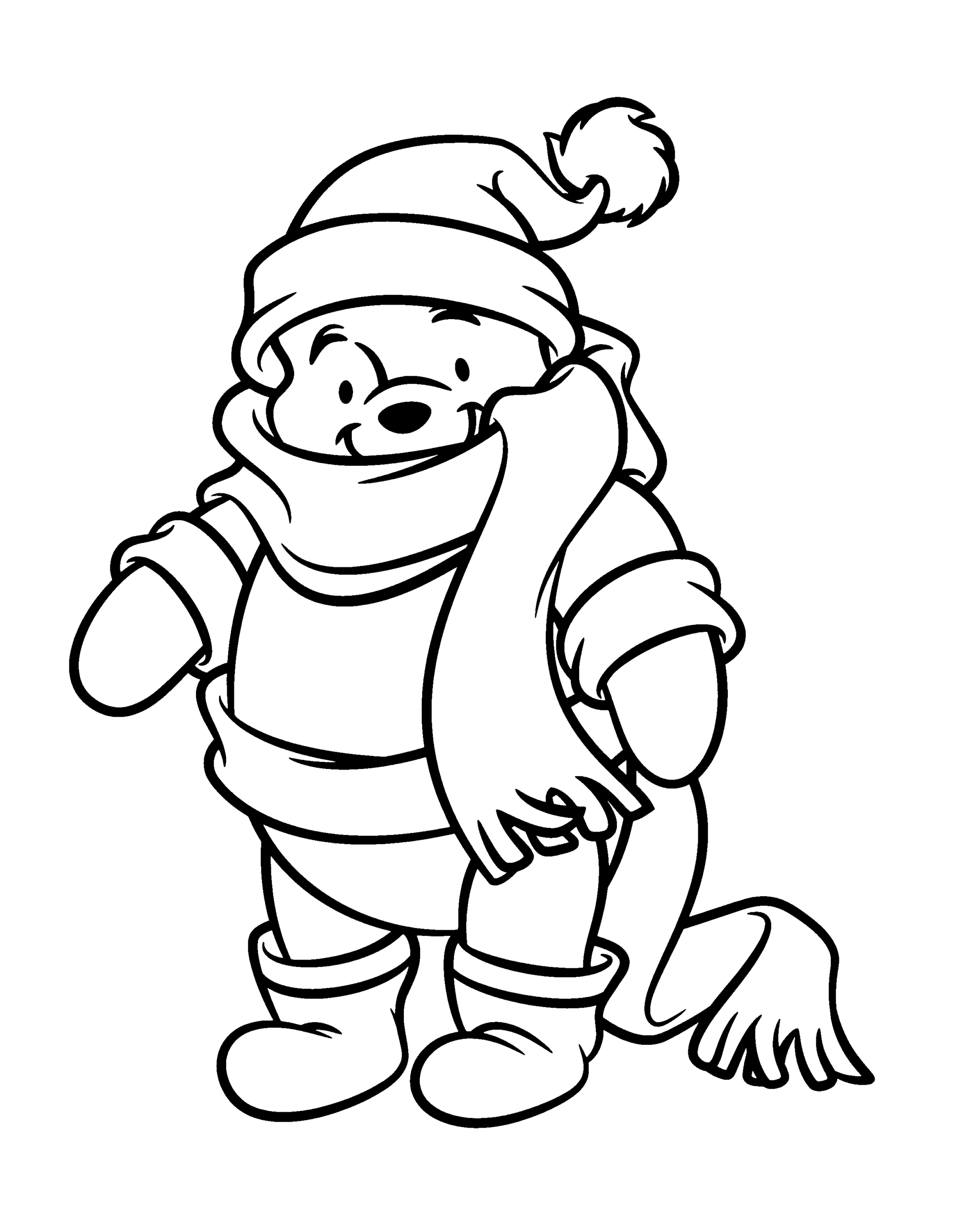 Winnie the Pooh Coloring Pages Cartoons Pooh Dressed for Winter Printable 2020 7004 Coloring4free