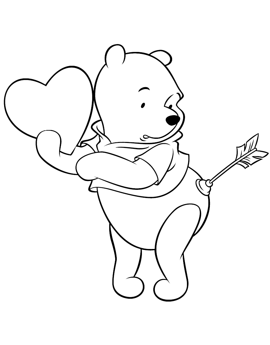 Winnie the Pooh Coloring Pages Cartoons Pooh Valentines Disney Printable 2020 7010 Coloring4free