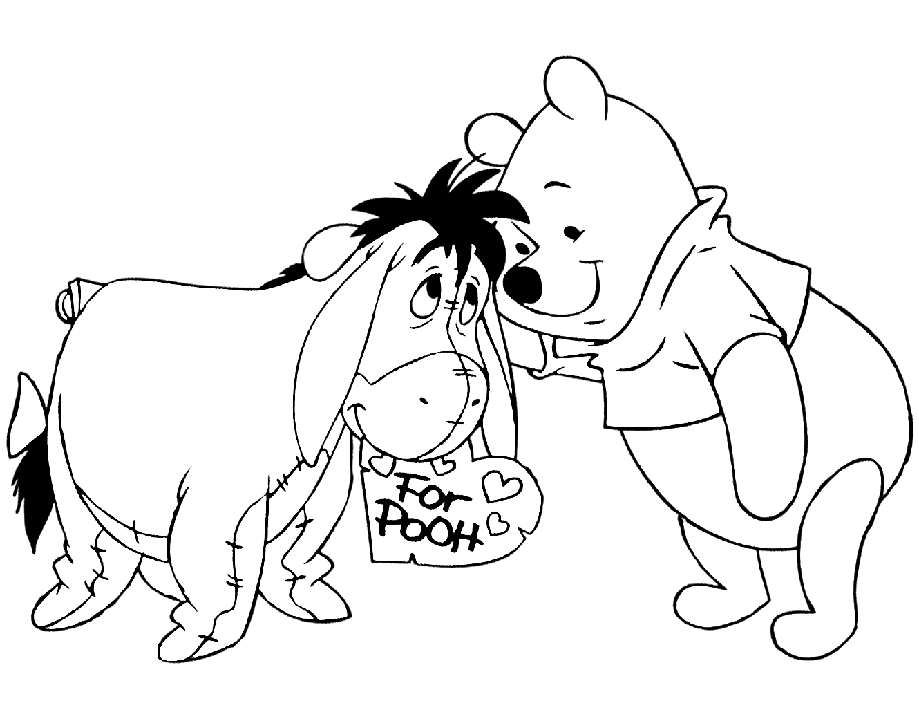 Winnie the Pooh Coloring Pages Cartoons Pooh and Eeyore Disney Valentines Printable 2020 6974 Coloring4free