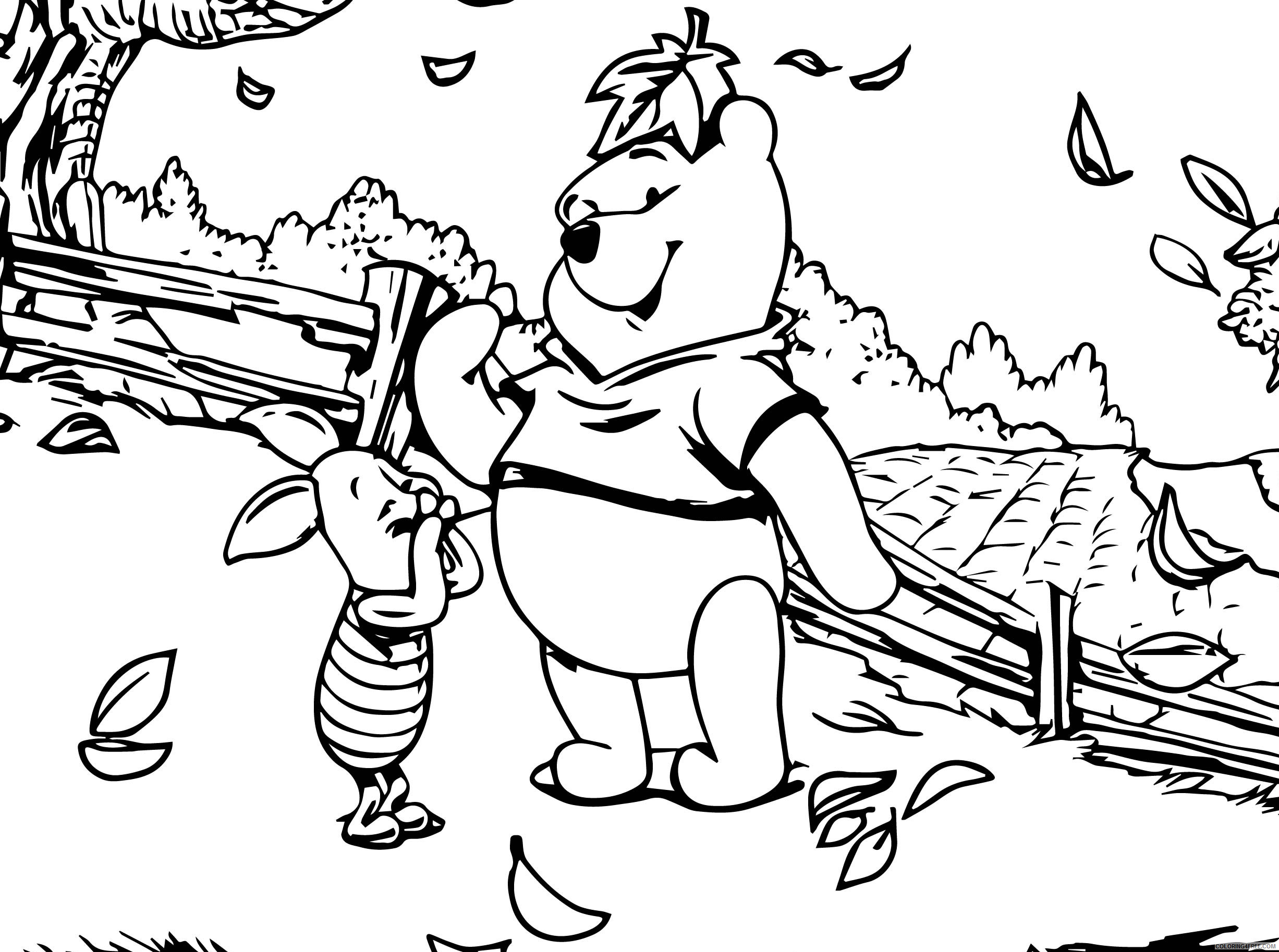 Winnie the Pooh Coloring Pages Cartoons Pooh and Piglet Autumn Printable 2020 6975 Coloring4free