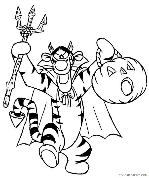 Winnie the Pooh Coloring Pages Cartoons Spooky Halloween Tigger Printable 2020 7017 Coloring4free