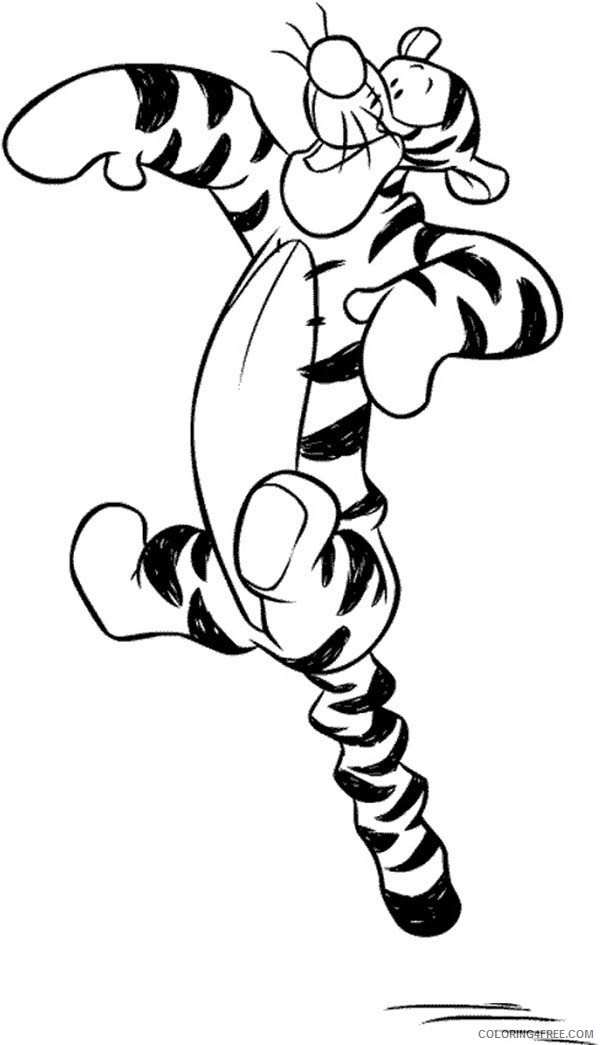 Winnie the Pooh Coloring Pages Cartoons Tigger Jumps with His Tail Printable 2020 7043 Coloring4free