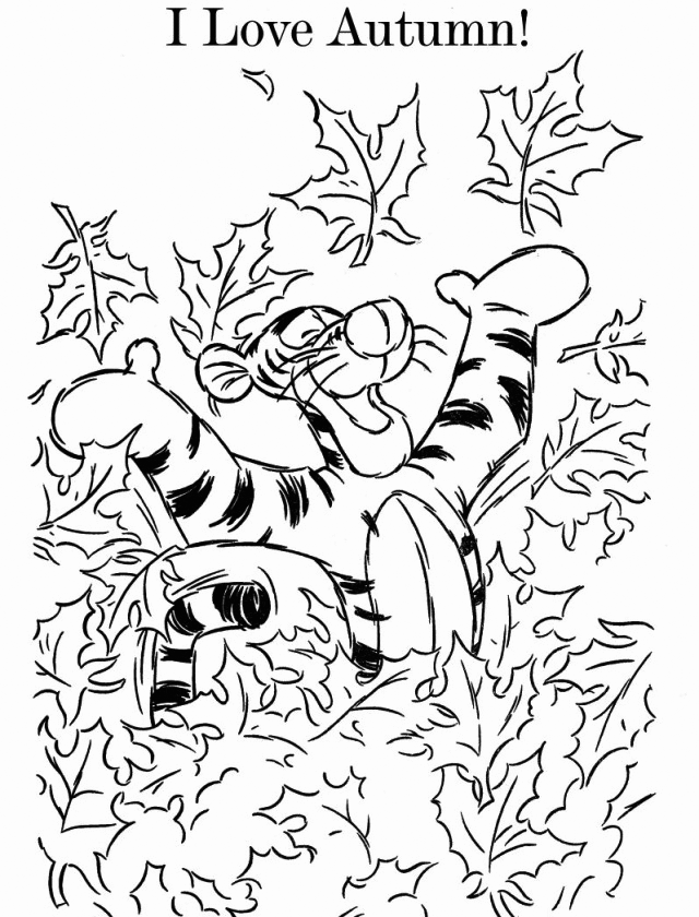 Winnie the Pooh Coloring Pages Cartoons Tigger Loves Autumn Printable 2020 7045 Coloring4free