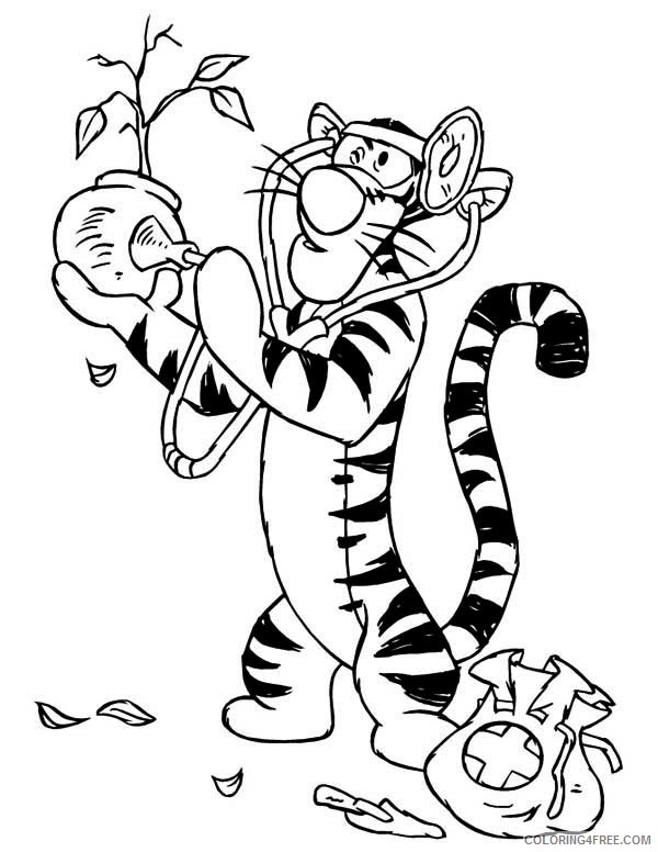 Winnie the Pooh Coloring Pages Cartoons Tigger Playing Plant Doctor Printable 2020 7048 Coloring4free