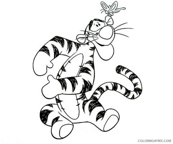 Winnie the Pooh Coloring Pages Cartoons Tigger Playing with Butterfly Printable 2020 7049 Coloring4free