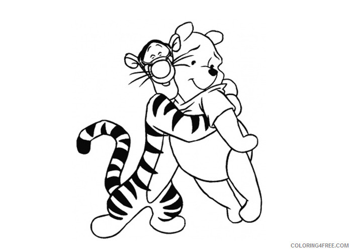Winnie the Pooh Coloring Pages Cartoons Tigger hugging Pooh Printable 2020 7040 Coloring4free