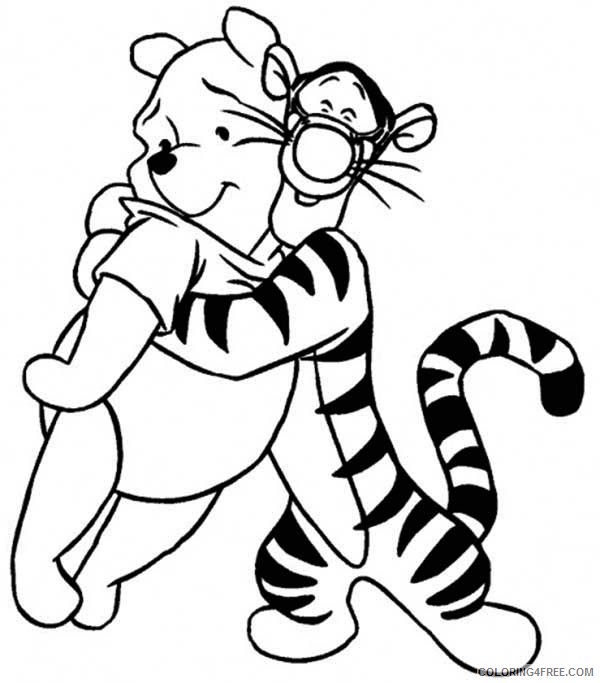 Winnie the Pooh Coloring Pages Cartoons Tigger is Hugging Pooh Printable 2020 7041 Coloring4free