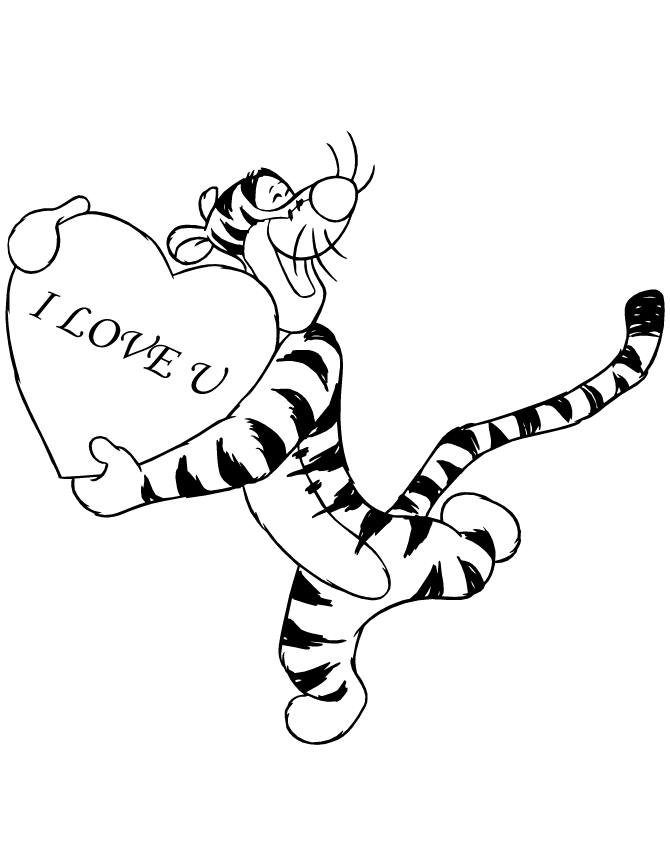 Winnie the Pooh Coloring Pages Cartoons Valentine Tigger Printable 2020 7054 Coloring4free