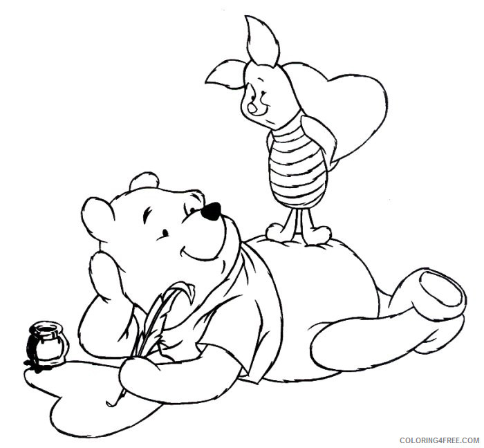 Winnie the Pooh Coloring Pages Cartoons Valentines Day Pooh and Piglet Printable 2020 7055 Coloring4free