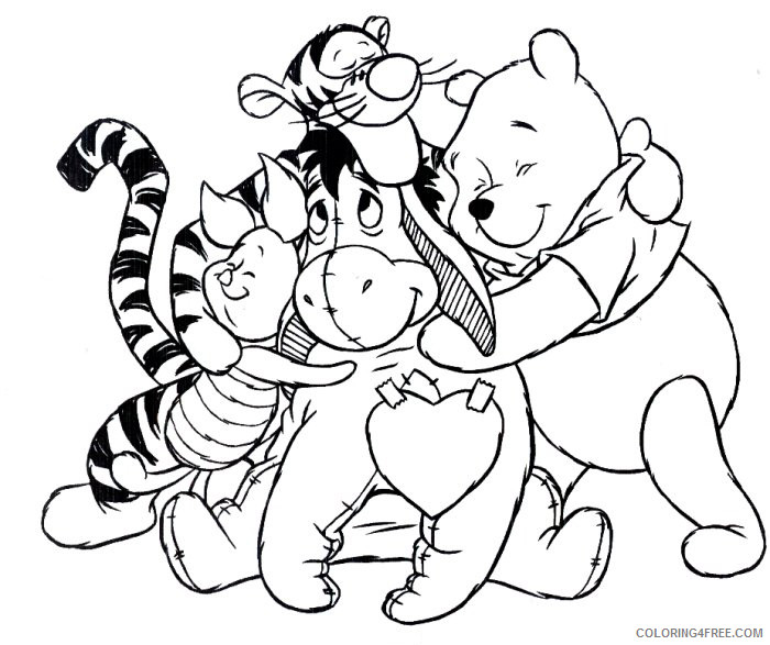 Winnie the Pooh Coloring Pages Cartoons Valentines Day Poohs family Printable 2020 7057 Coloring4free