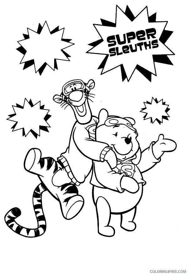 Winnie the Pooh Coloring Pages Cartoons Winnie the Pooh and Tigger are Best Friend Printable 2020 7063 Coloring4free