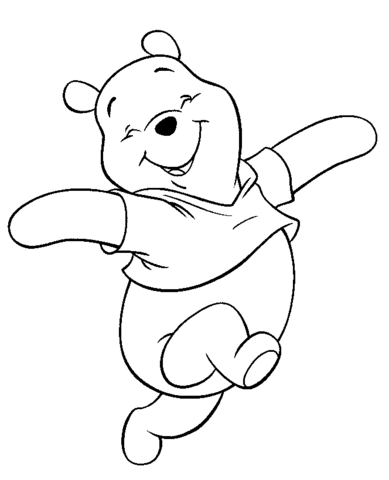 Winnie the Pooh Coloring Pages Cartoons_happy pooh running a4 Printable 2020 6928 Coloring4free