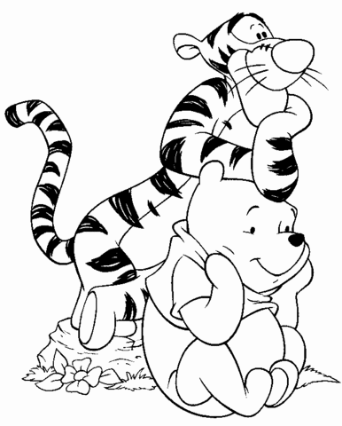 Winnie the Pooh Coloring Pages Cartoons_tigger and pooh smiling a4 Printable 2020 6929 Coloring4free