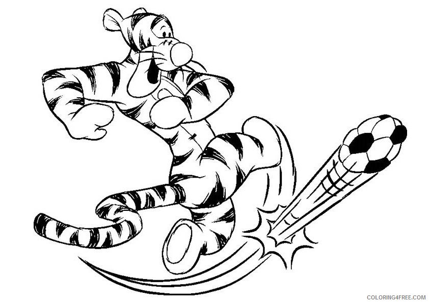 Winnie the Pooh Coloring Pages Cartoons_tigger playing soccer a4 Printable 2020 6918 Coloring4free