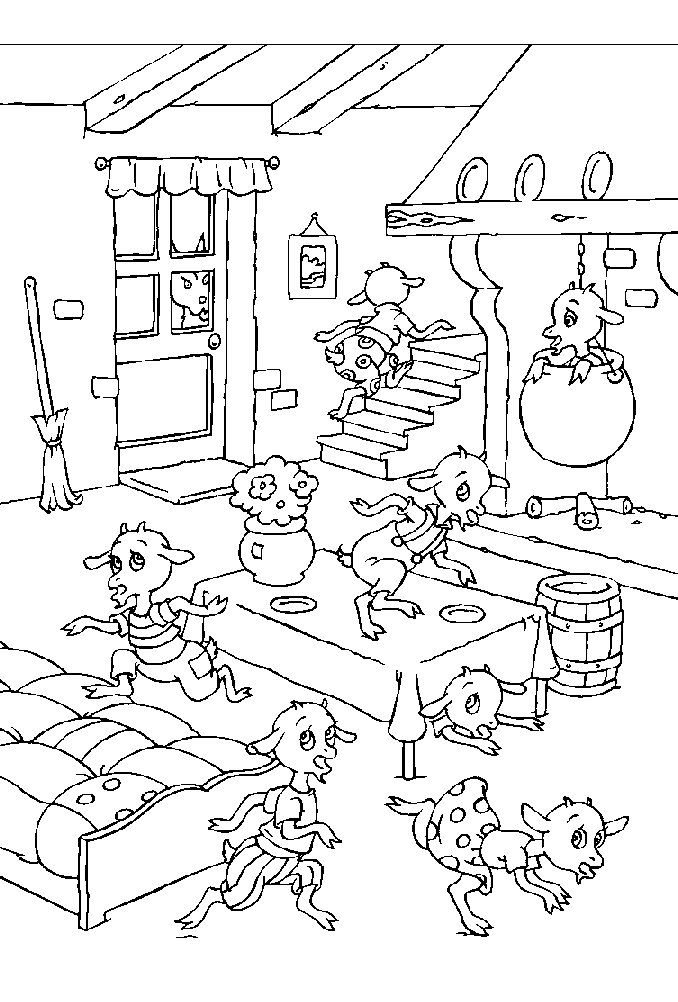 Wolf and the Seven Young Kids Coloring Pages Cartoons wolf and the seven young kids 1 Printable 2020 7247 Coloring4free