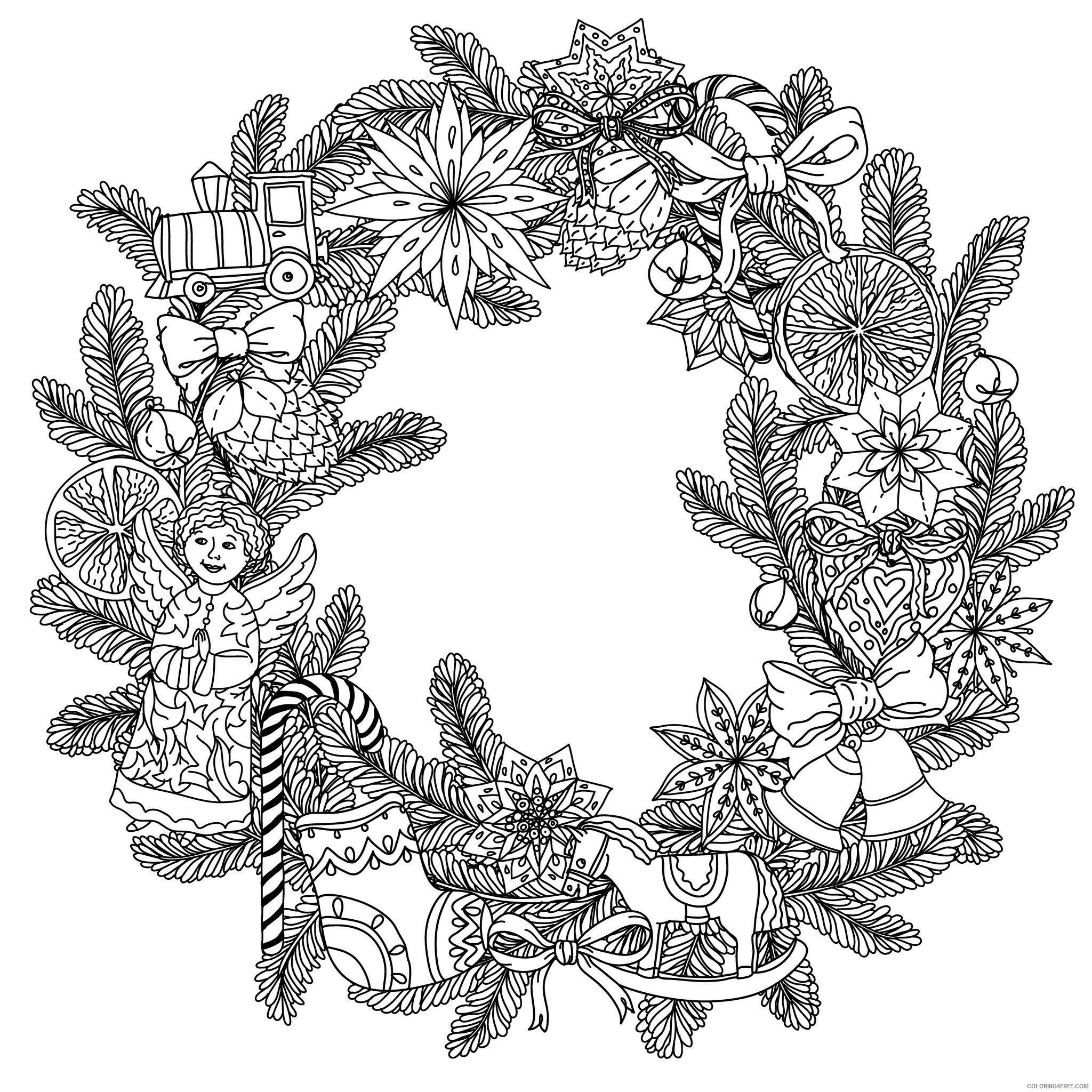 Adult Christmas Coloring Pages Christmas Wreath Printable 2020 126 Coloring4free
