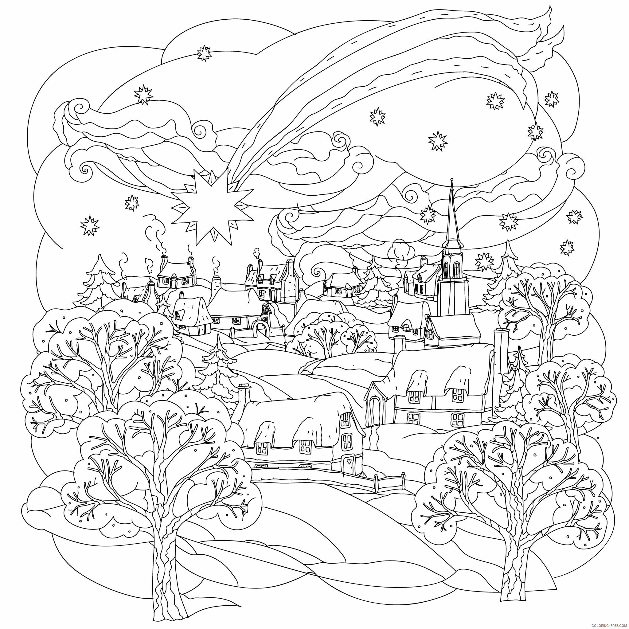 Adult Christmas Coloring Pages Winter Scene Christmas For Adults 2020 131 Coloring4free Coloring4free Com