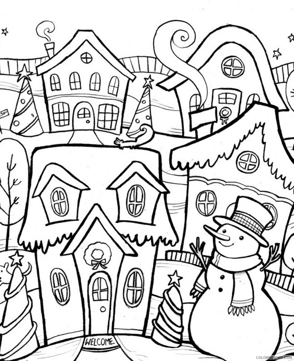 Adult Christmas Coloring Pages Winter Town Christmas for Adults 2020 132 Coloring4free
