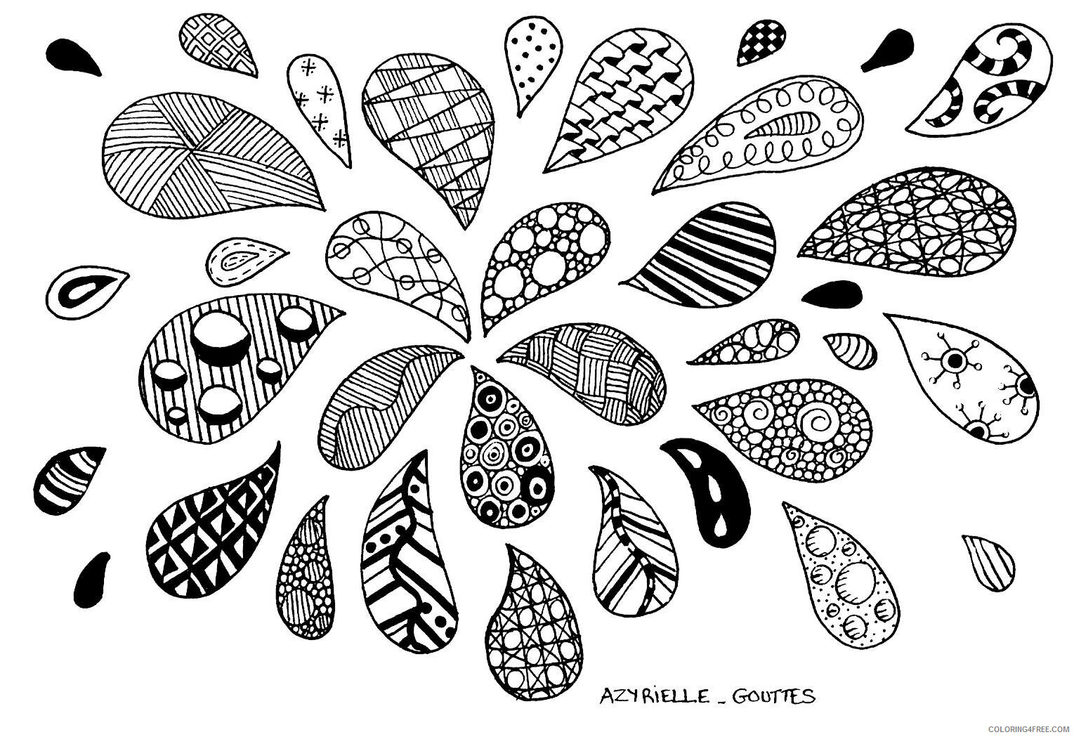 Adult Zentangle Coloring Pages adult zentangle drops Printable 2020 118 Coloring4free