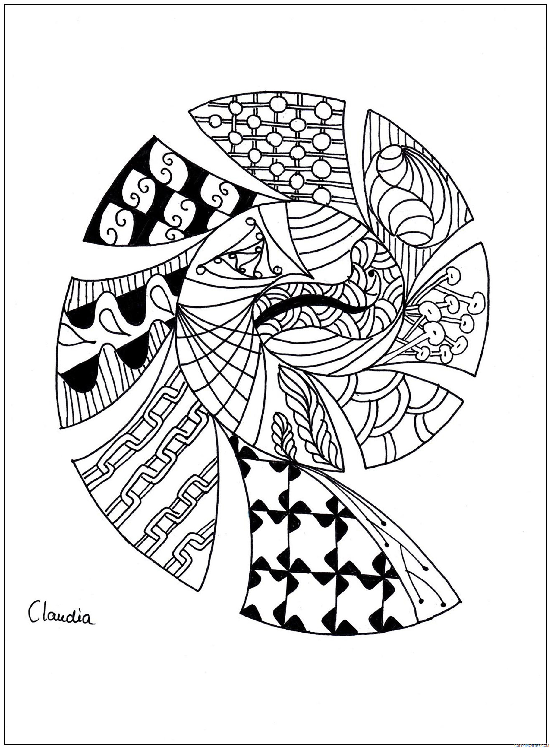 Adult Zentangle Coloring Pages adult zentangle simple by claudia 1 Printable 2020 119 Coloring4free