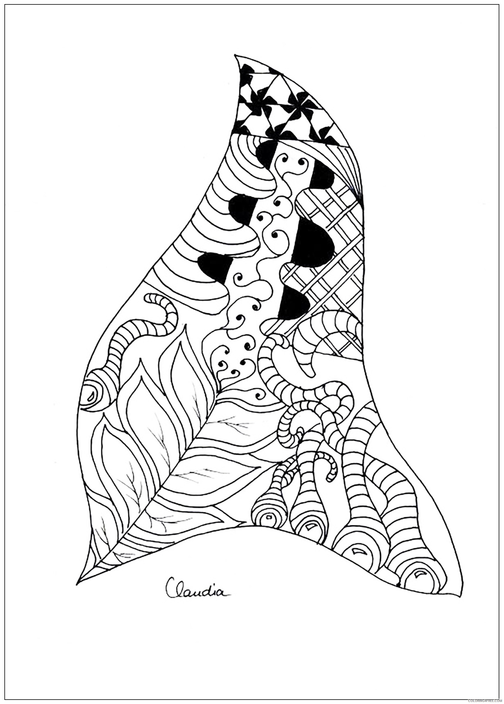 Adult Zentangle Coloring Pages adult zentangle simple by claudia 2 Printable 2020 120 Coloring4free