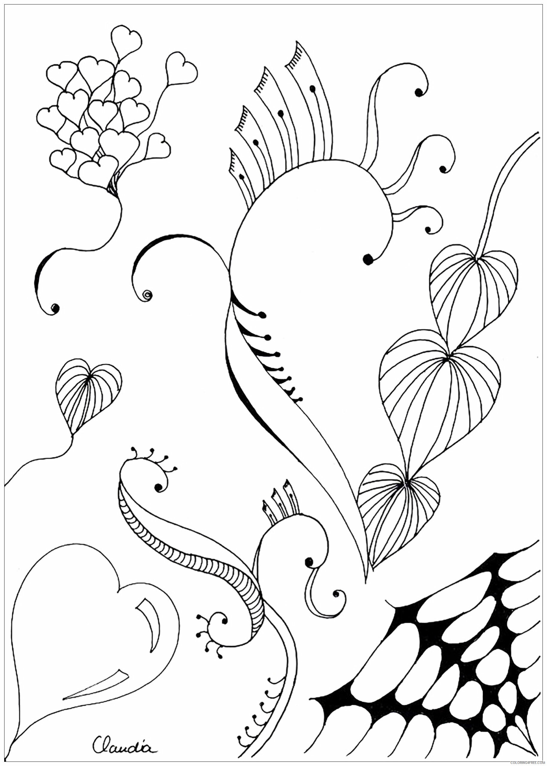 Adult Zentangle Coloring Pages adult zentangle simple by claudia 3 Printable 2020 121 Coloring4free