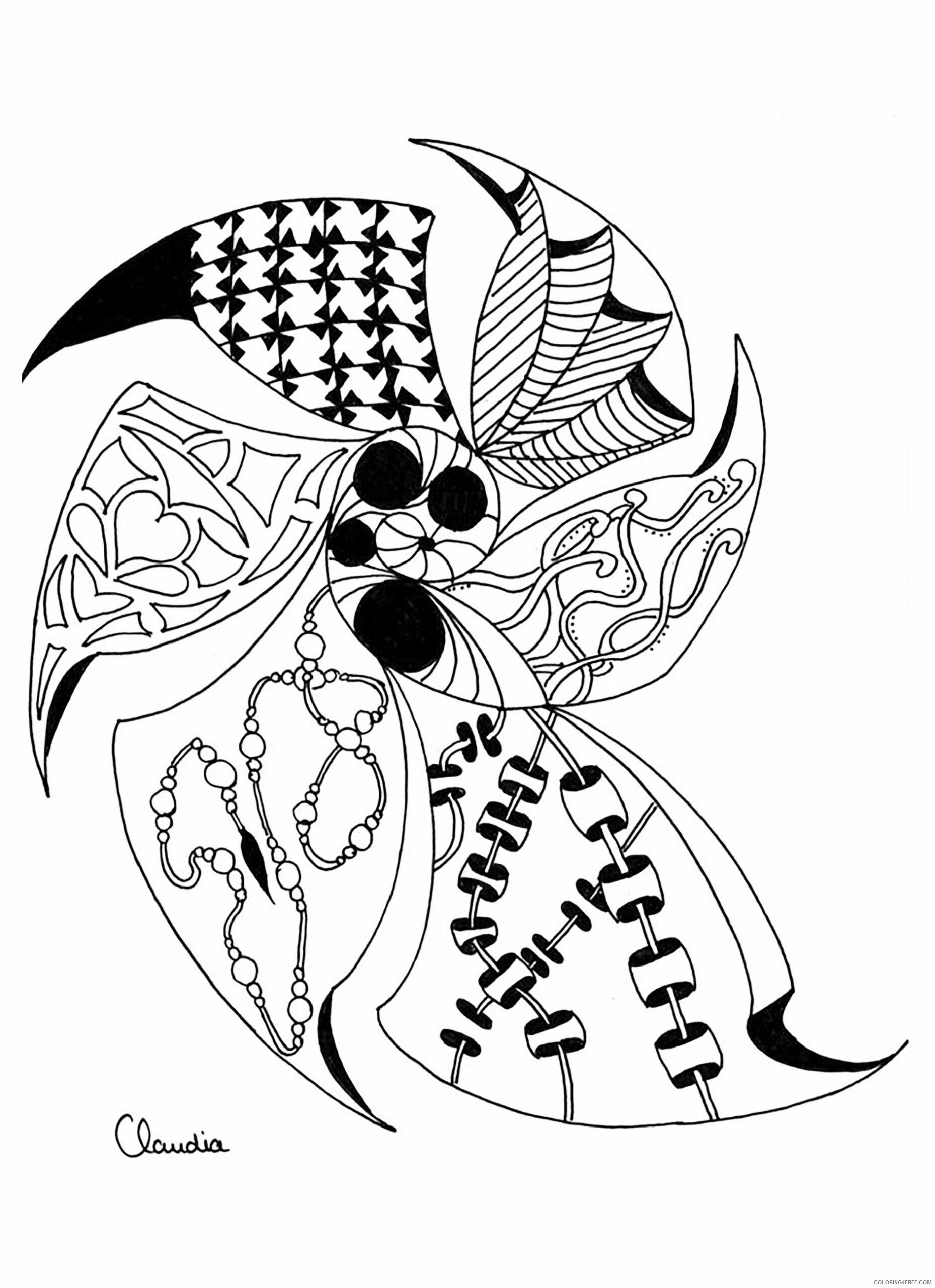 Adult Zentangle Coloring Pages adult zentangle simple by claudia 4 Printable 2020 122 Coloring4free