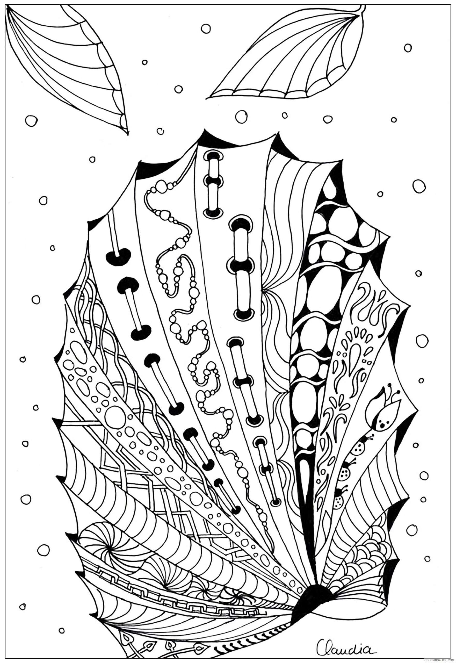 Adult Zentangle Coloring Pages adult zentangle simple by claudia 5 Printable 2020 123 Coloring4free