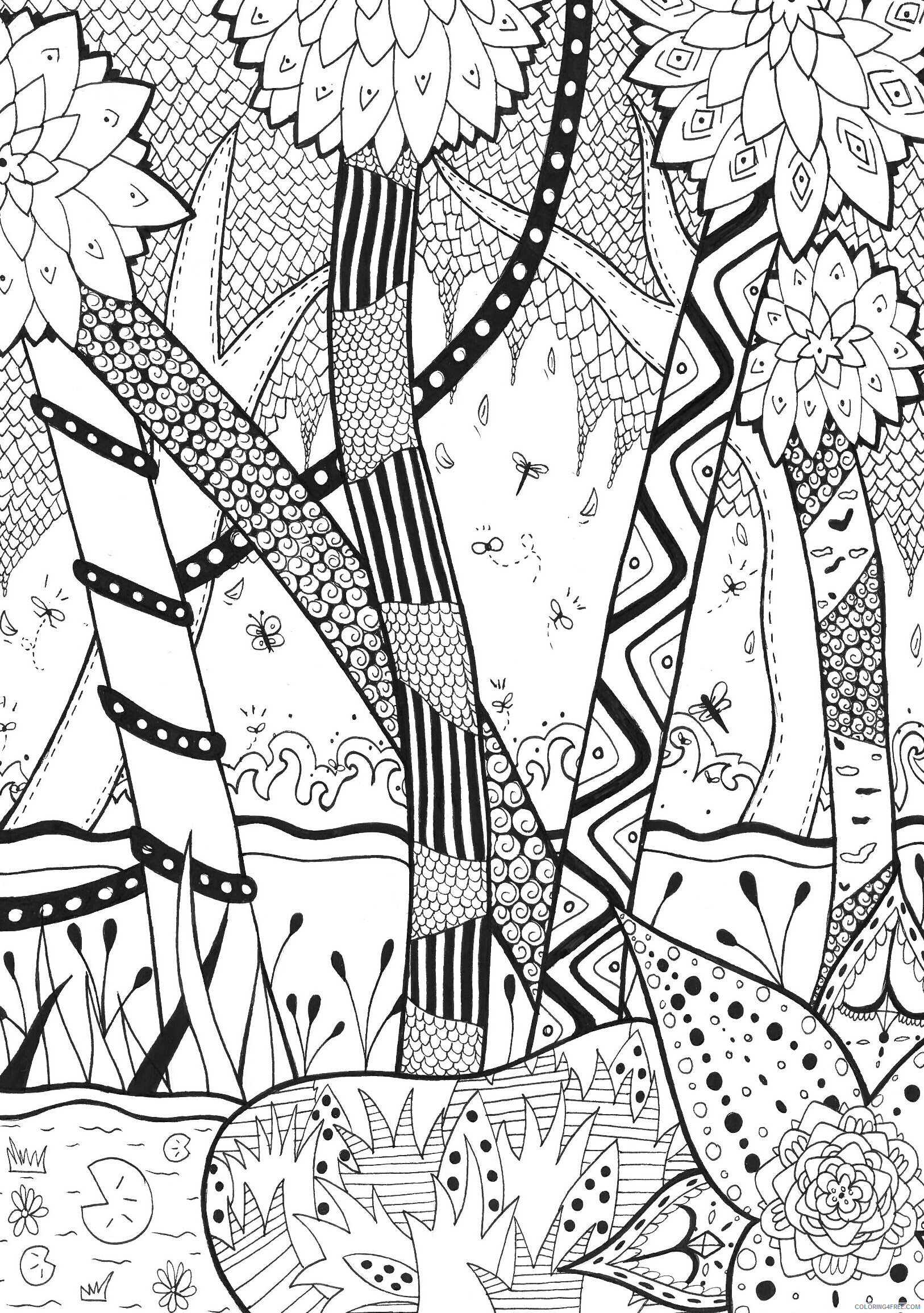 Adult Zentangle Coloring Pages adults forest zentangle rachel Printable 2020 124 Coloring4free