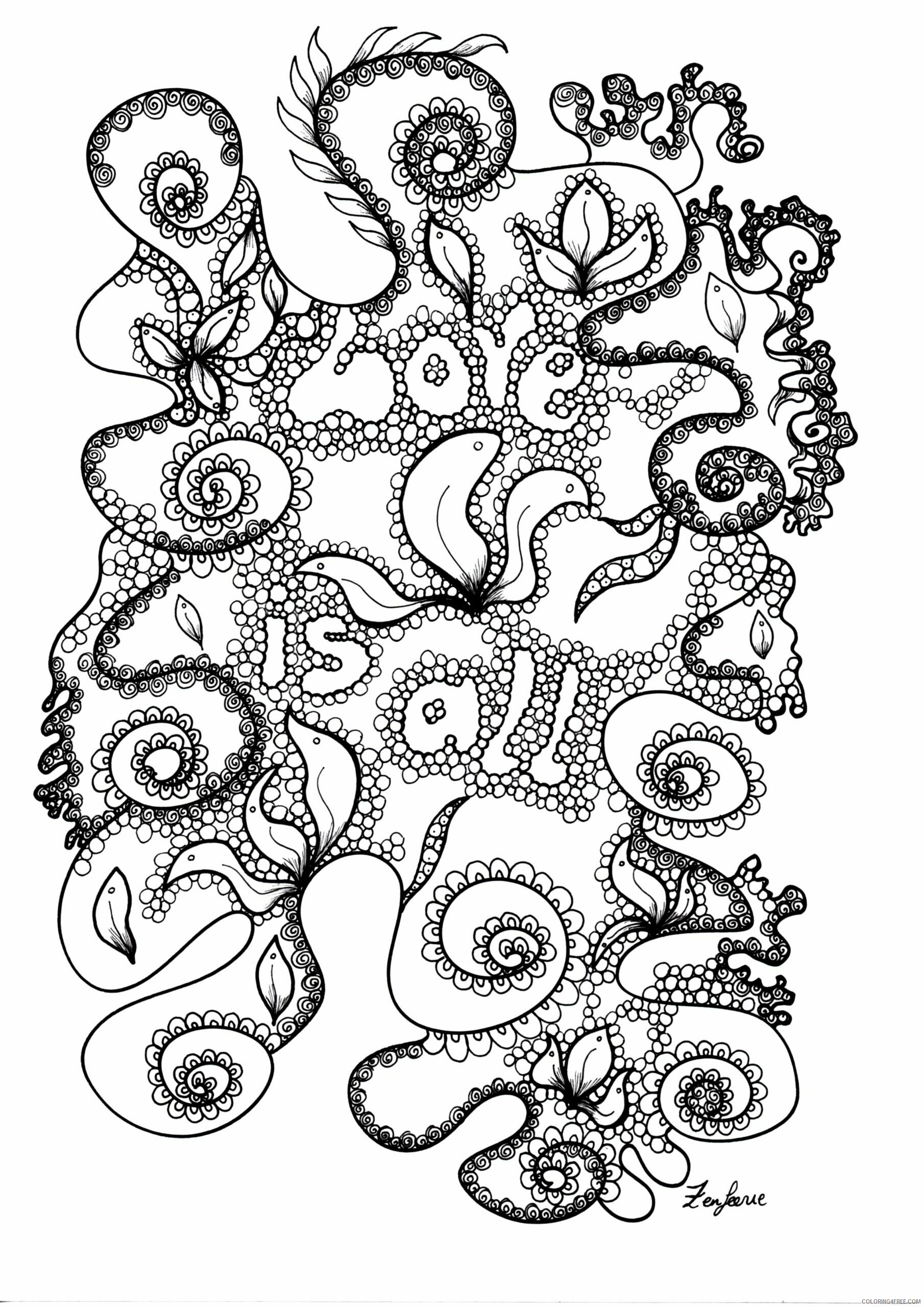 Adult Zentangle Coloring Pages coloriage adulte love is all by zenfeerie Printable 2020 115 Coloring4free