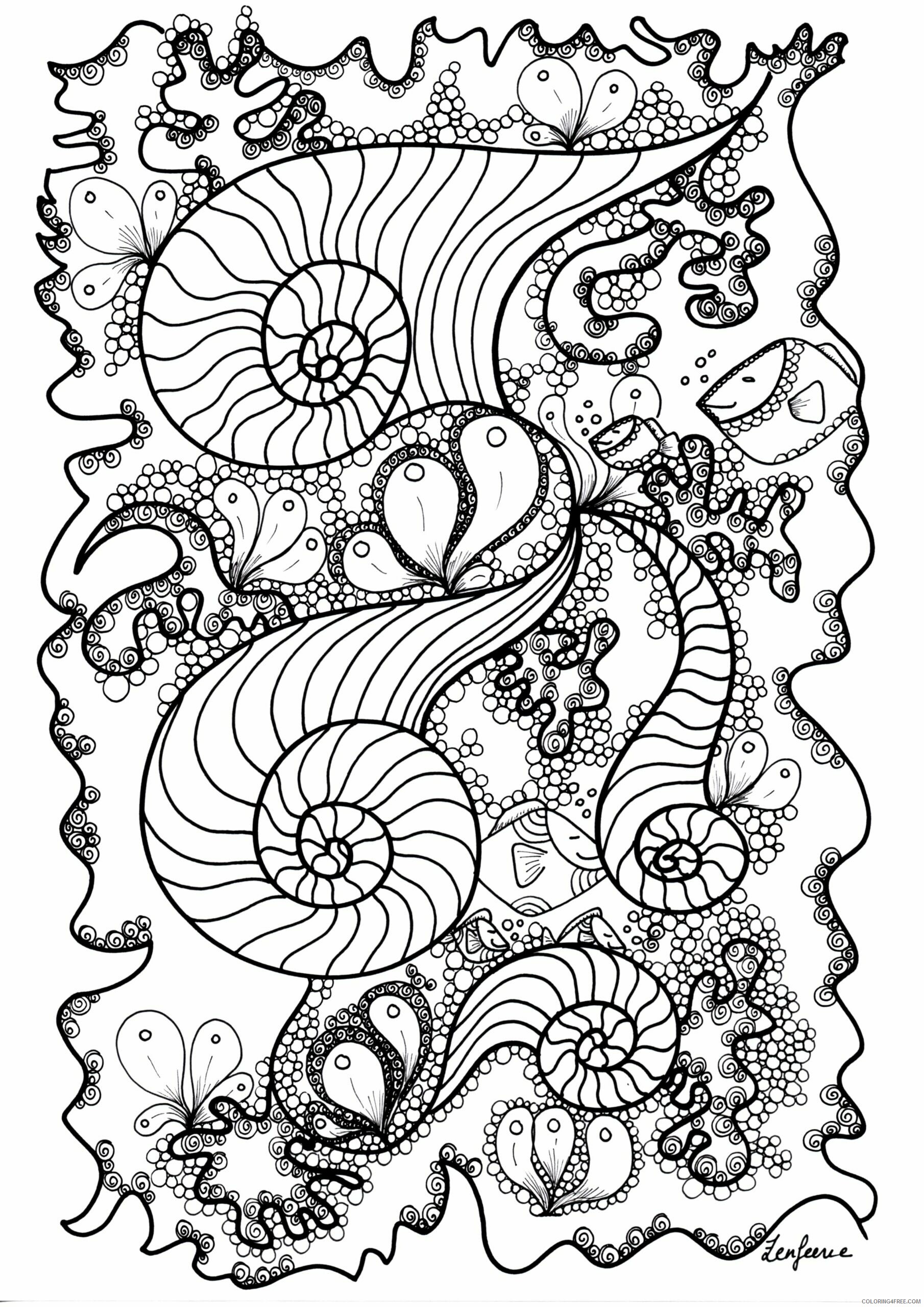 Adult Zentangle Coloring Pages coloriage adulte poisson by zenfeerie Printable 2020 116 Coloring4free